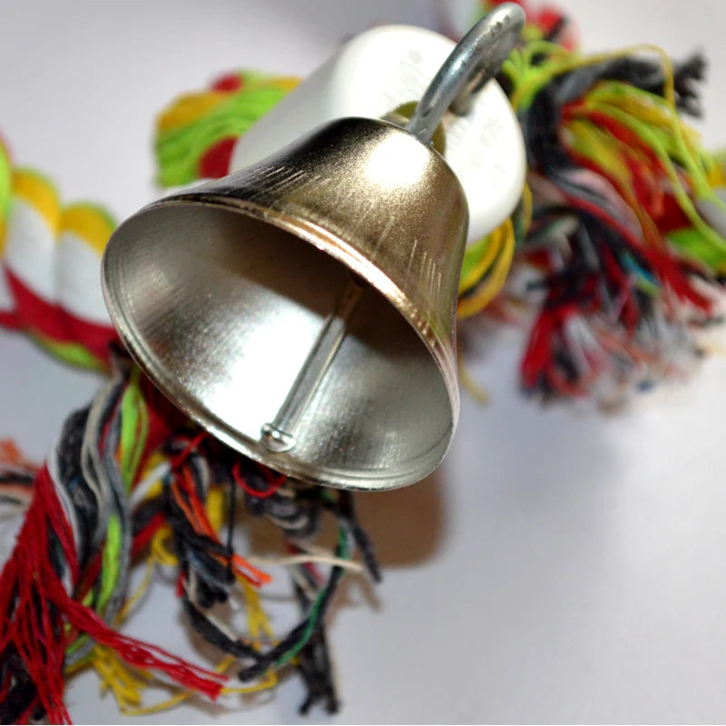 Multicolor Parrot Bird Toys Rope Bell Swing Perch Climbing Cage