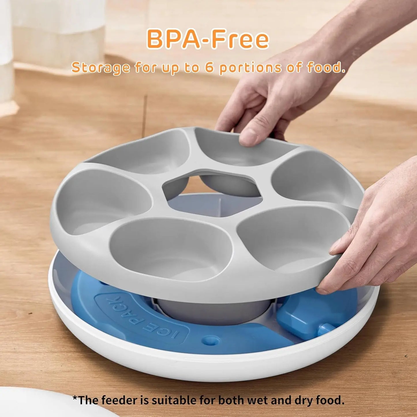 Cordless Automatic Pet Feeder With Ice Packs And Programmable Timer