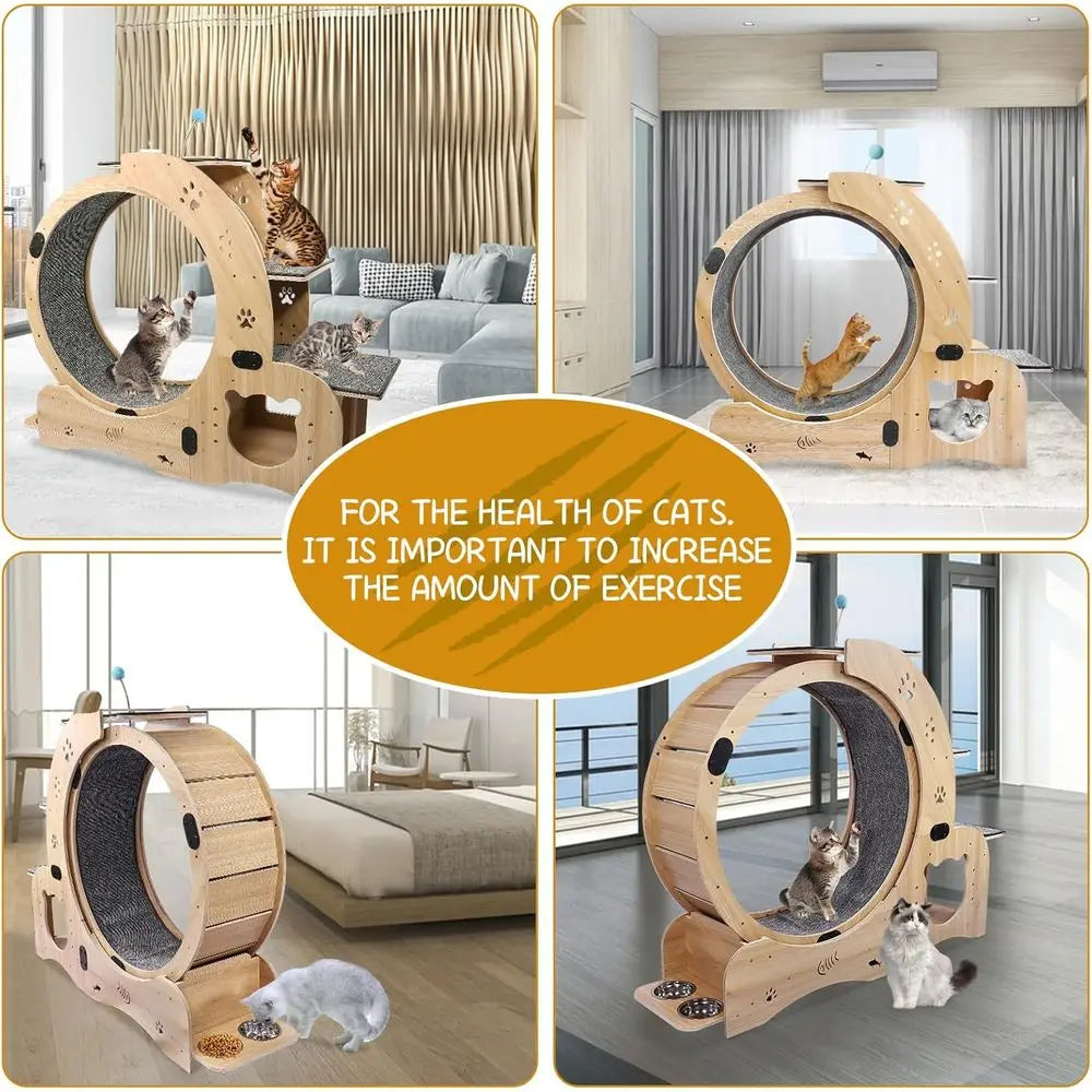 Six-In-One Cat Activity Center With Wheel Bed Scratcher Climbing Toys
