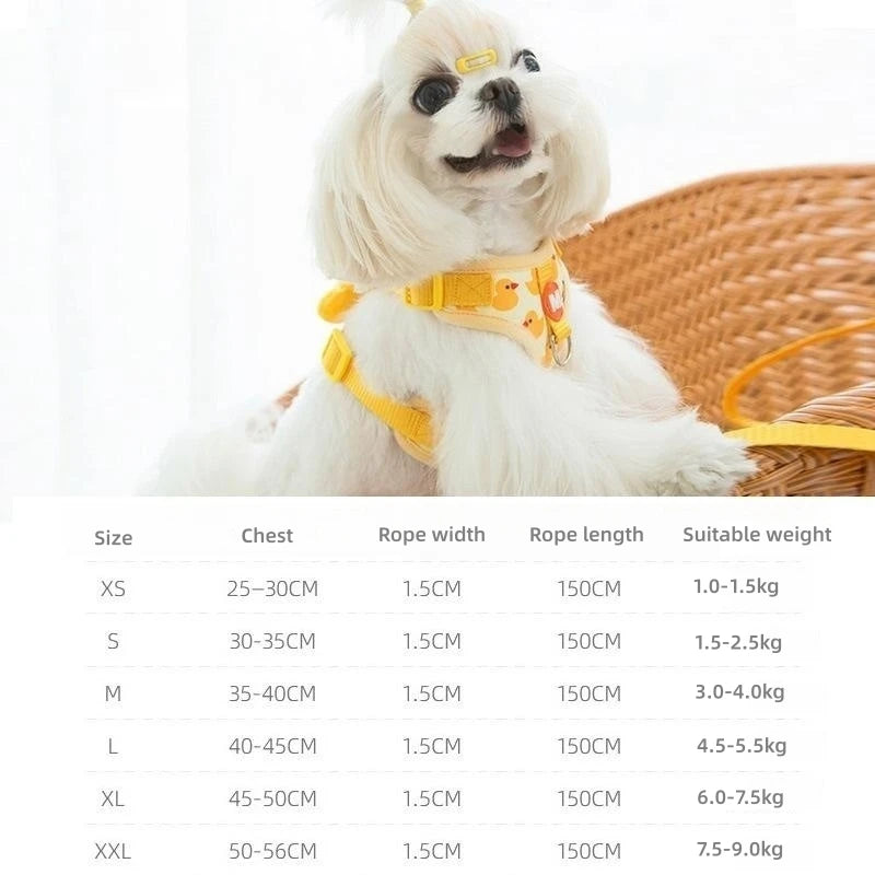 NONECN Cartoon Duck Dog Harness And Leash Set For Pets