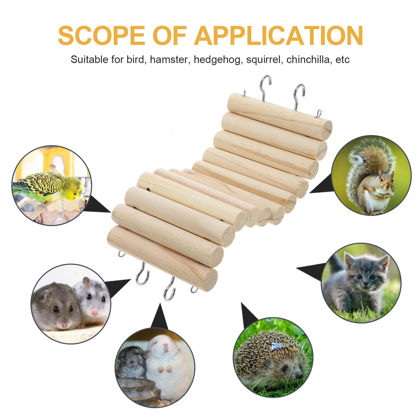 NONECN Wooden Ladder Toy for Hamsters and Small Pets Hideout