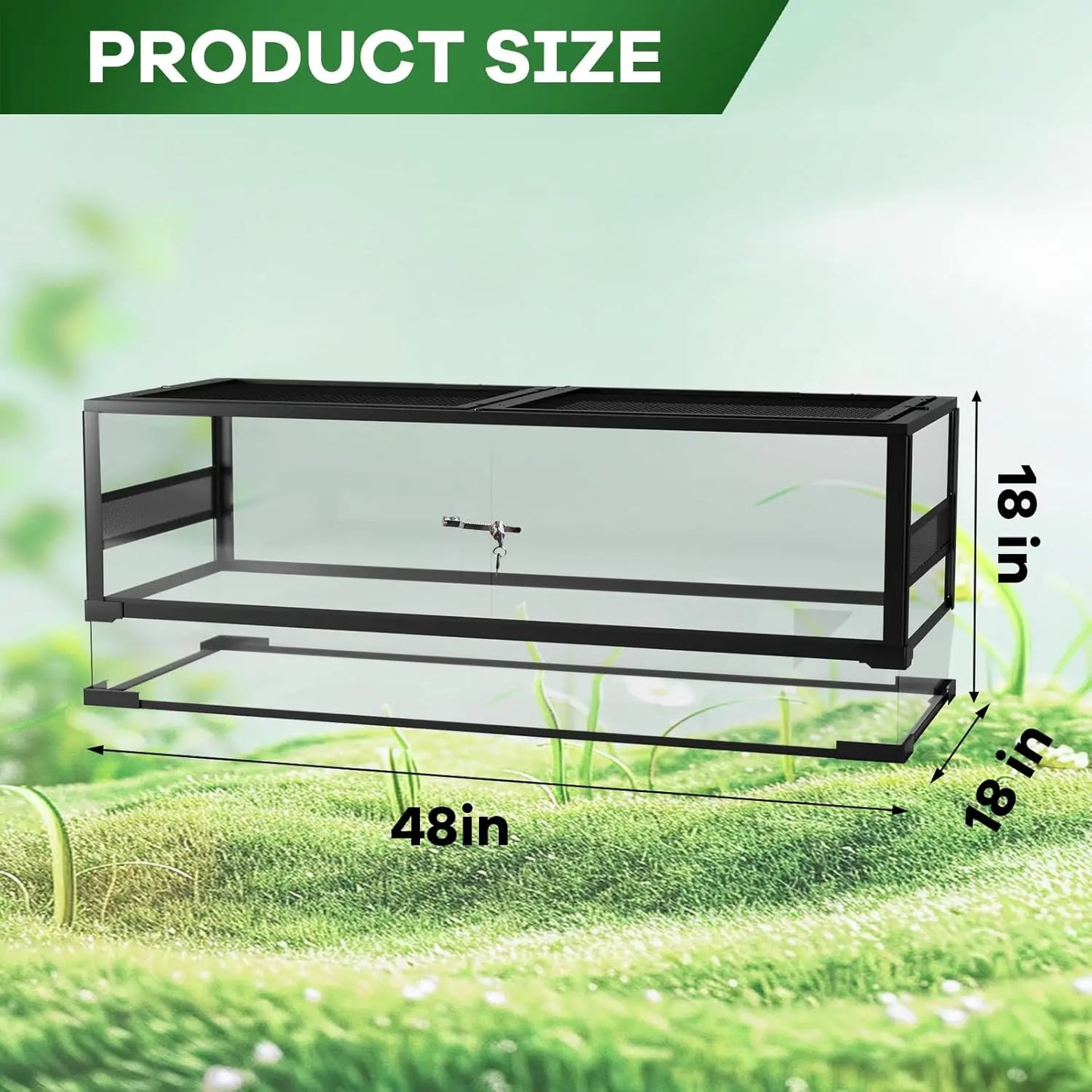 HiMISSH Glass Reptile Terrarium With Top And Side Ventilation