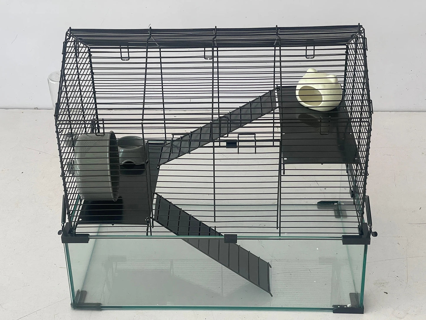 Twister Metal Hamster Cage with Water Bottle Transparent Animal Habitat