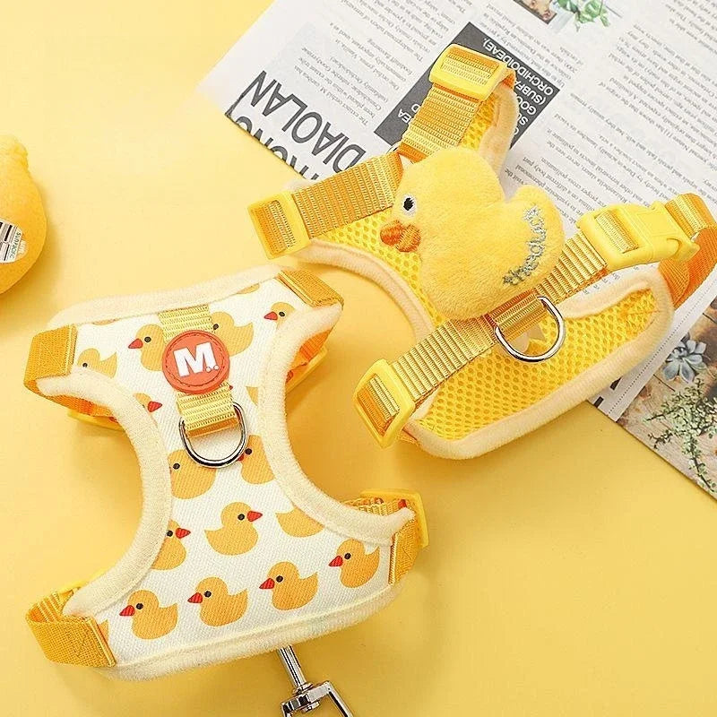 NONECN Cartoon Duck Dog Harness And Leash Set For Pets