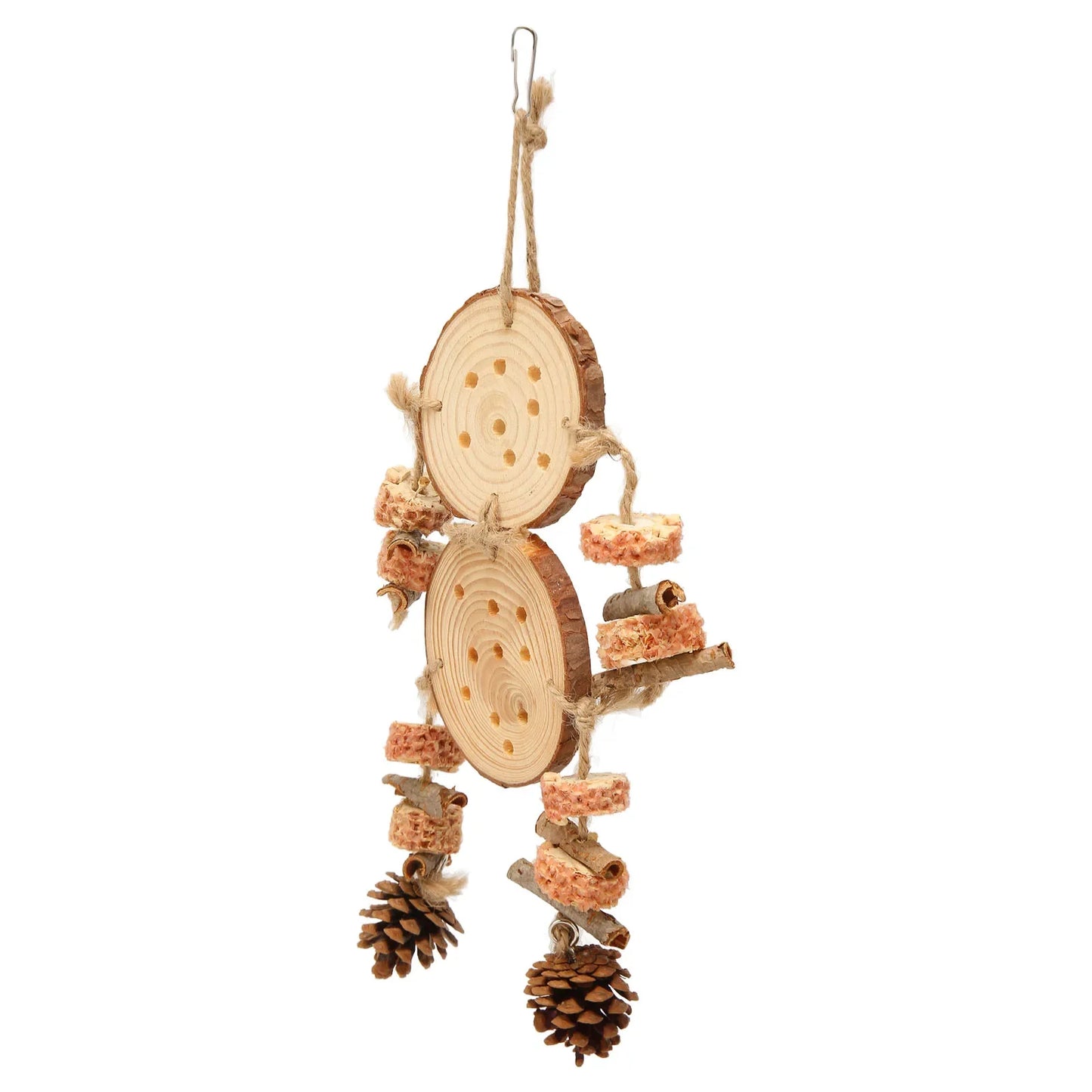 Wooden Puzzle Bird Chewing Toys Corks Logs Pine Cones Cobs