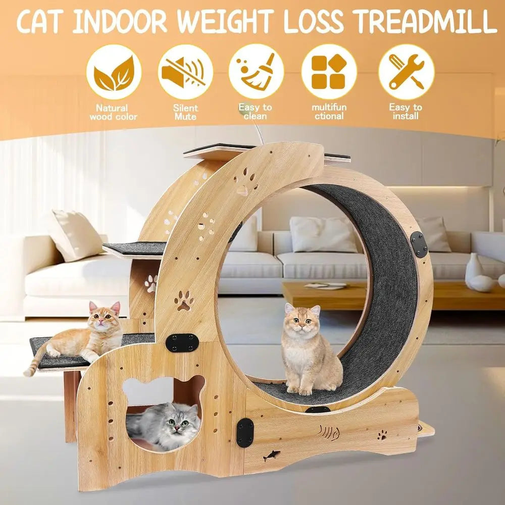 Six-In-One Cat Activity Center With Wheel Bed Scratcher Climbing Toys