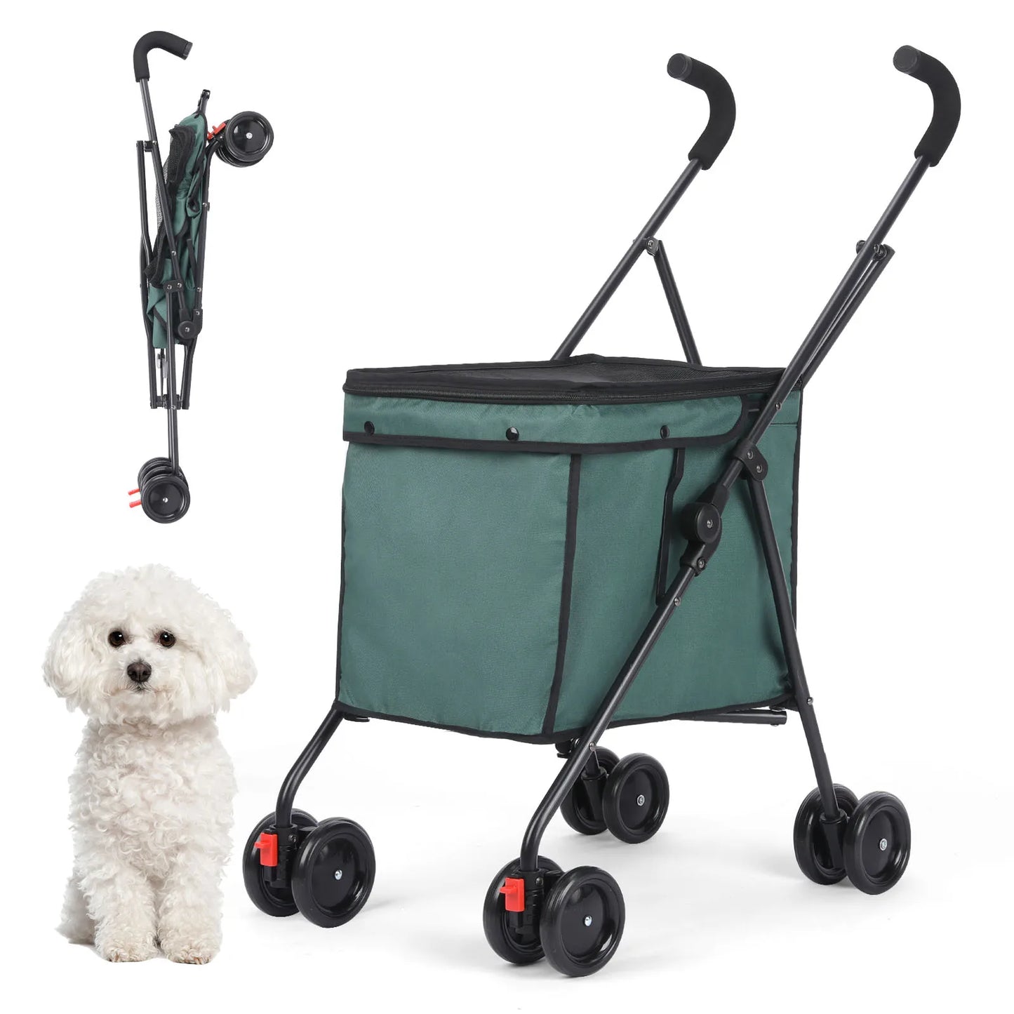 Wedyvko Shopping Trolley Dog Stroller Four Wheels Folding Cart