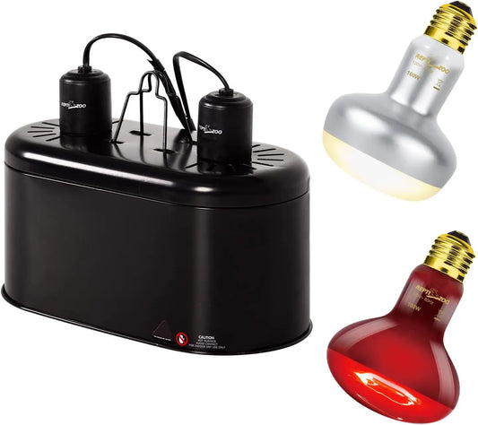 Dual Reptile Heat Lamp Fixture With 100W UVA Daylight Bulb