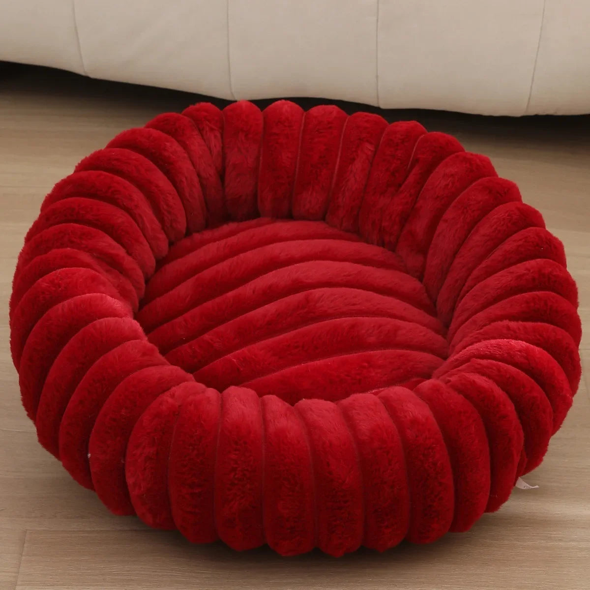 NONECN Round Plush Pet Bed For Dogs And Cats Winter Warm Shelter