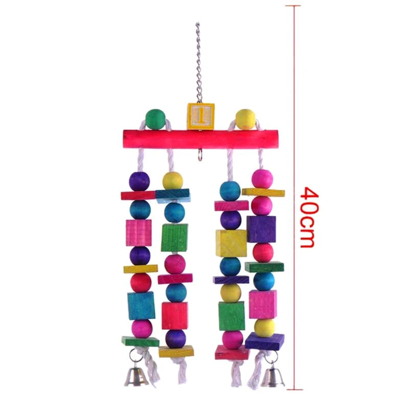 Wood Parrot Chewing Toy For Cage Hanging Swing Climb