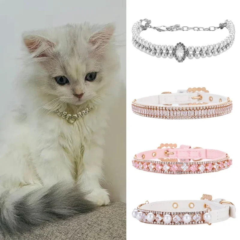 Luxury Pearl Necklace Rhinestone Collar For Cats And Dogs