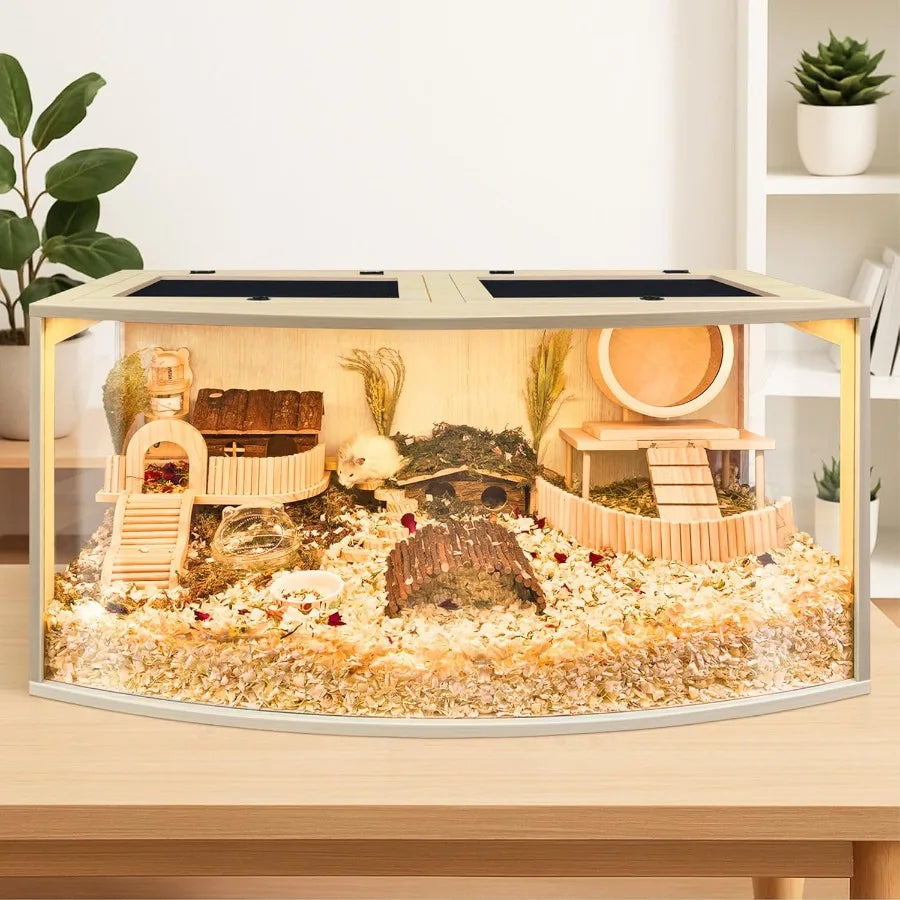 Wooden Hamster Cage Chew Proof Enclosure With Openable Top