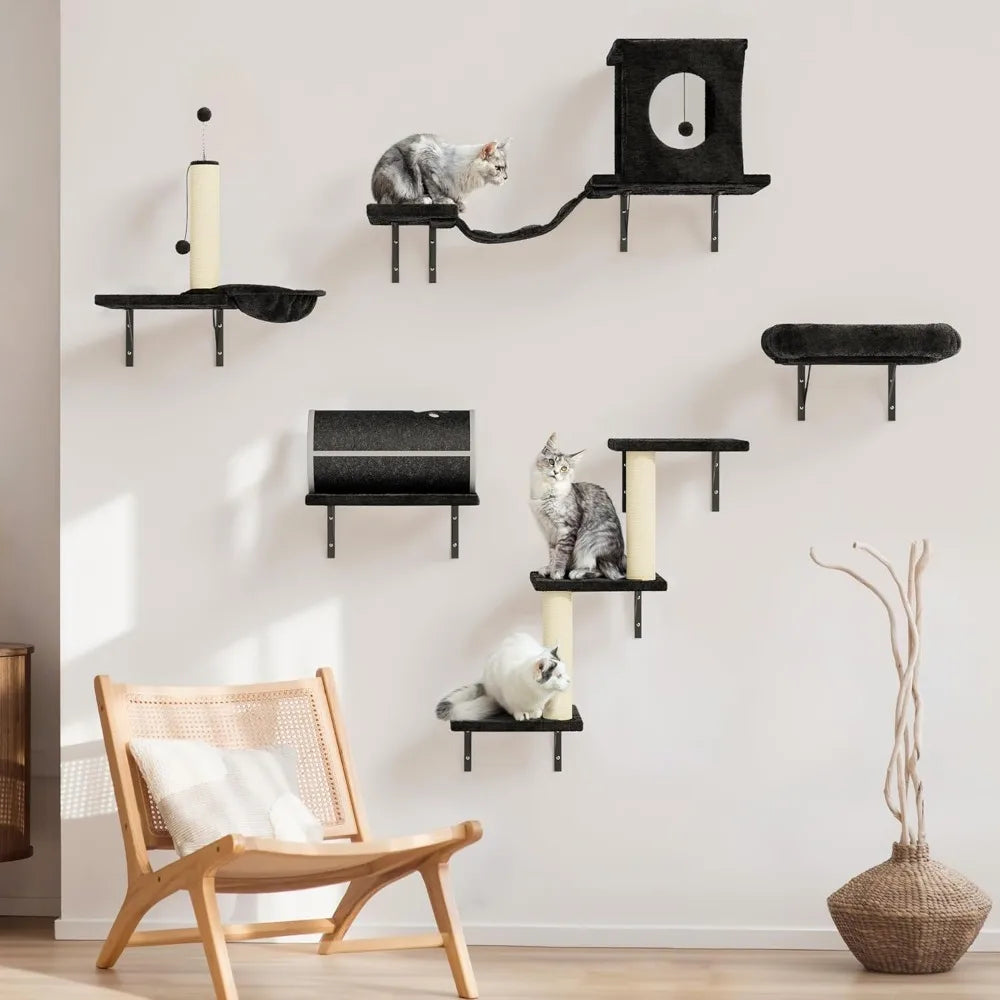 Wall Mounted Cat Climbing System House Tunnel Bridge Scratching Post