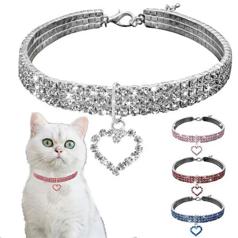 NONECN Bling Rhinestone Dog Collar For Small To Medium Dogs