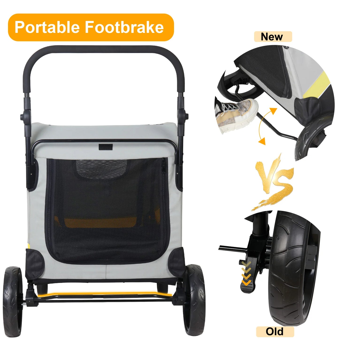 Premium Dog Stroller Pram 4 Wheel Foldable Cart For Pets