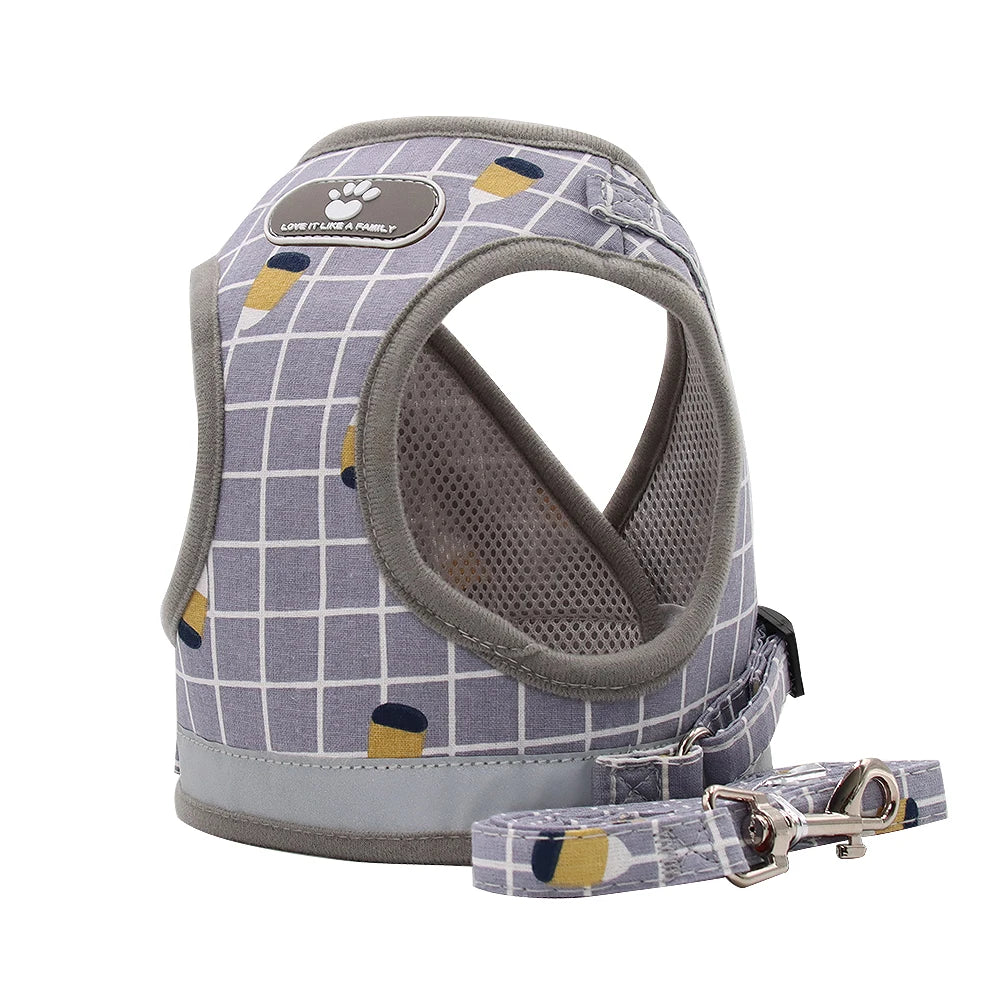 Breathable Reflective Poodle Pet Harness With Leash And Collar
