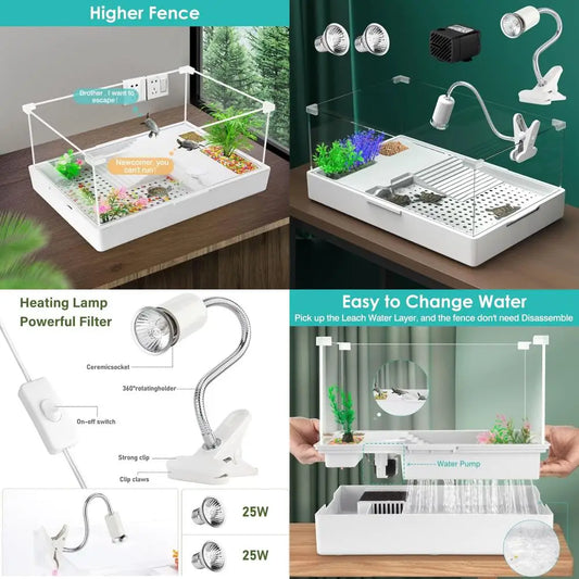 Lighted Turtle Tank Kit With Water Pump And Platform Plants