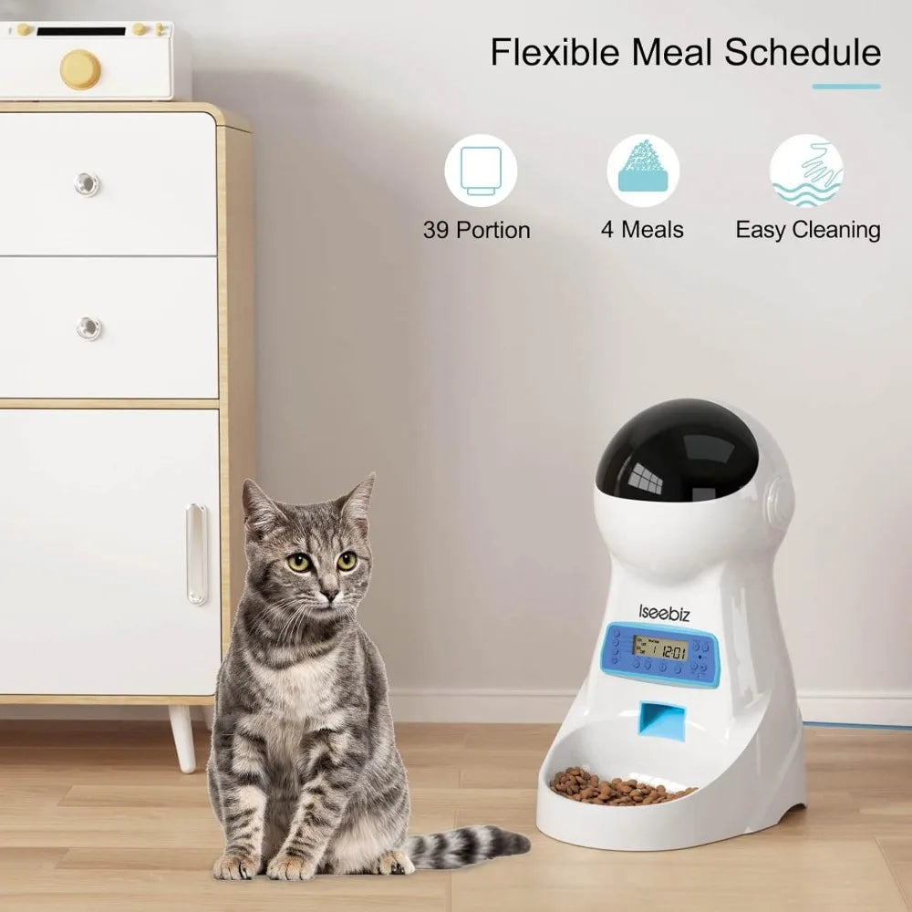 Automatic Pet Feeder With Timer Anti Clog Design Voice Recorder