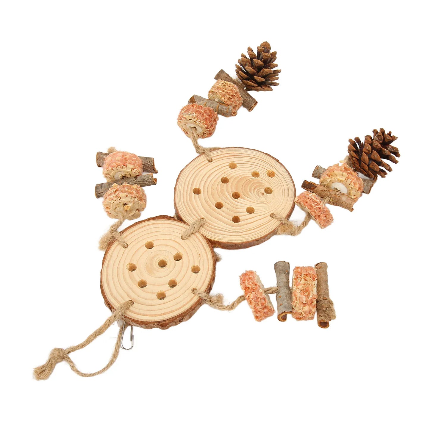 Wooden Puzzle Bird Chewing Toys Corks Logs Pine Cones Cobs
