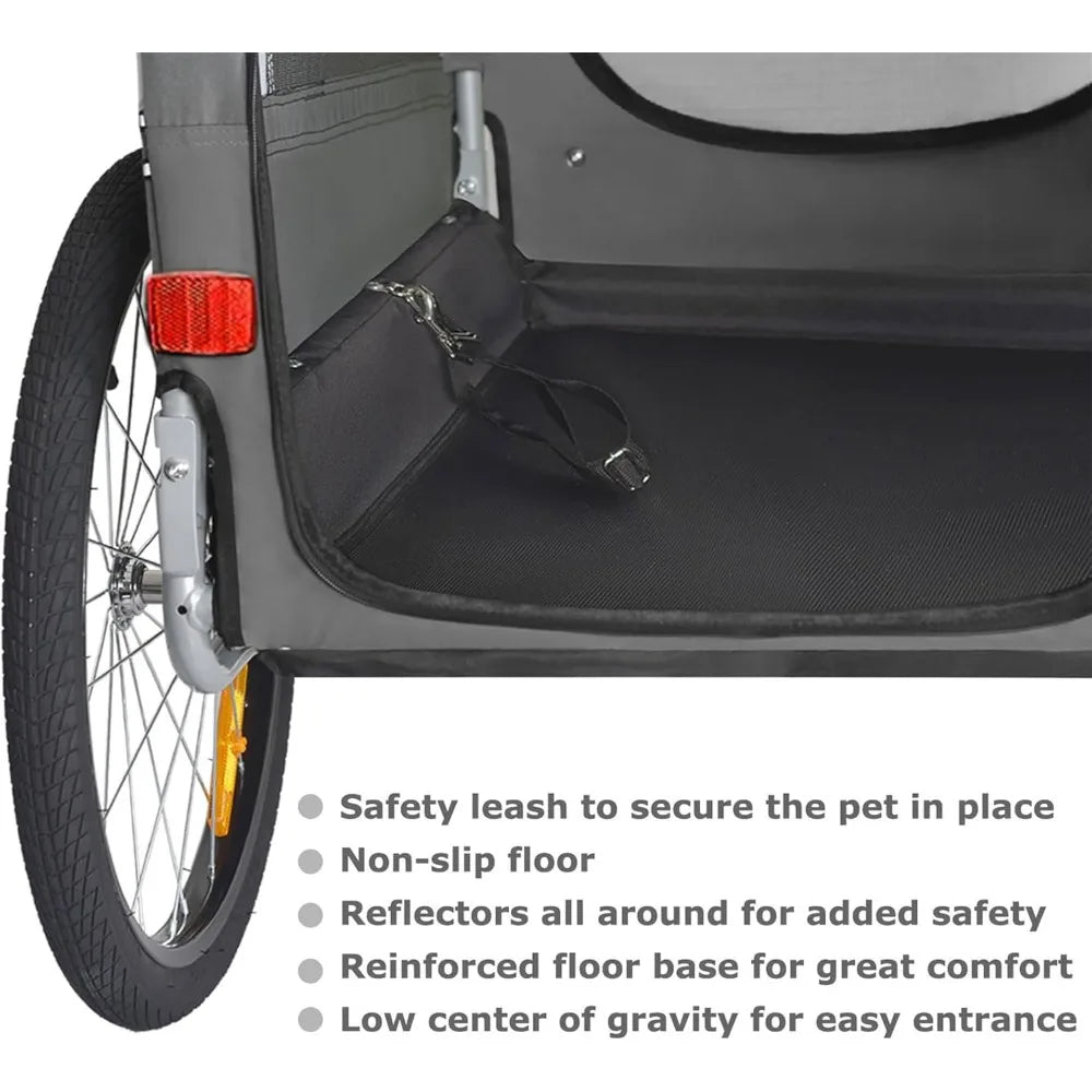 Pet Bike Trailer For Dogs Up To 100 Lbs With Durable Carrier