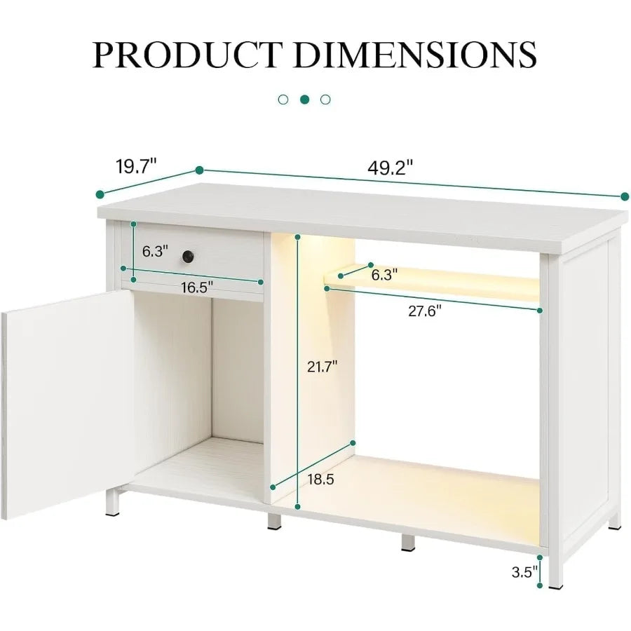 55 Gallon Fish Tank Stand With LED Light Power Outlets