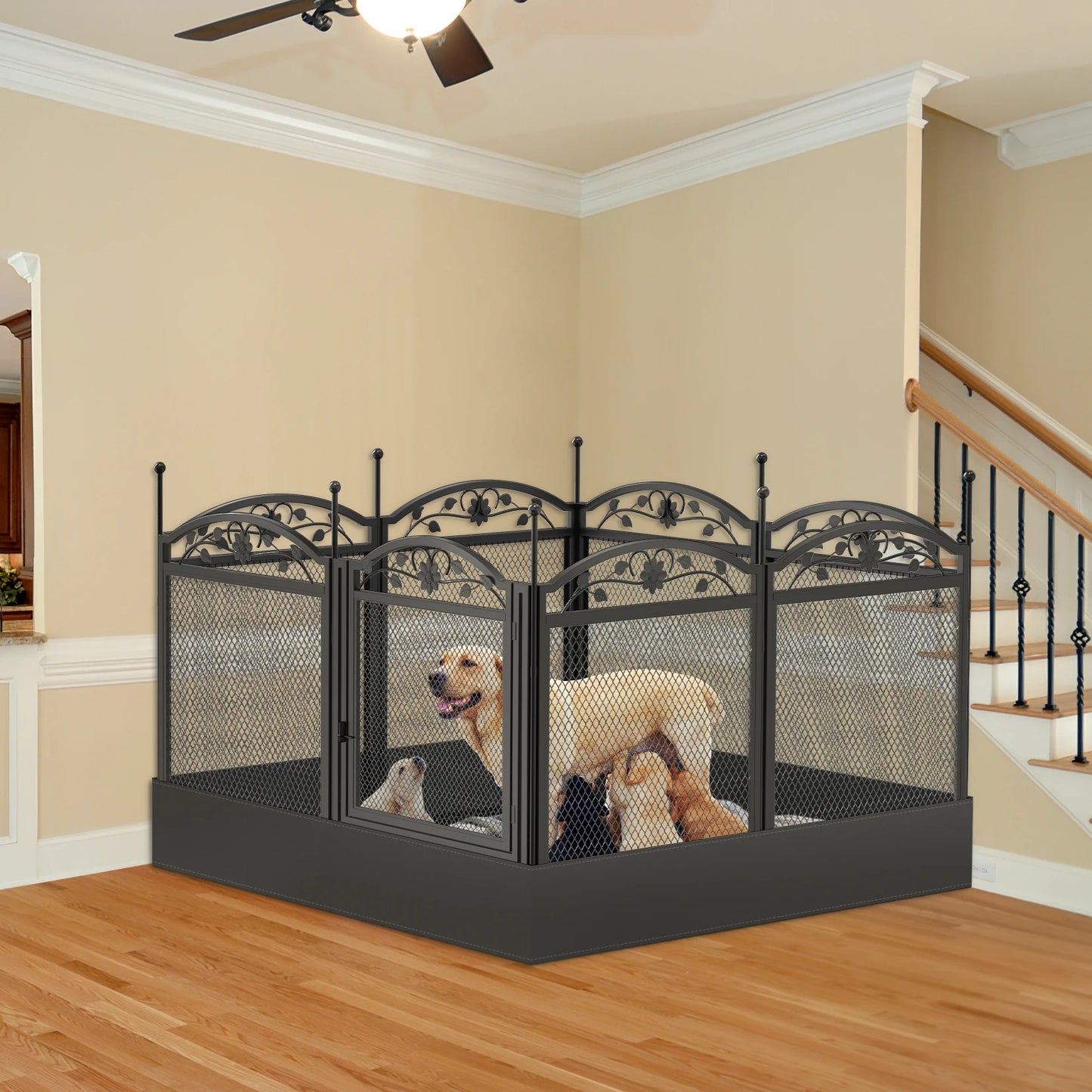 BINGOPAW Heavy Duty Dog Playpen With Waterproof Whelping Pad