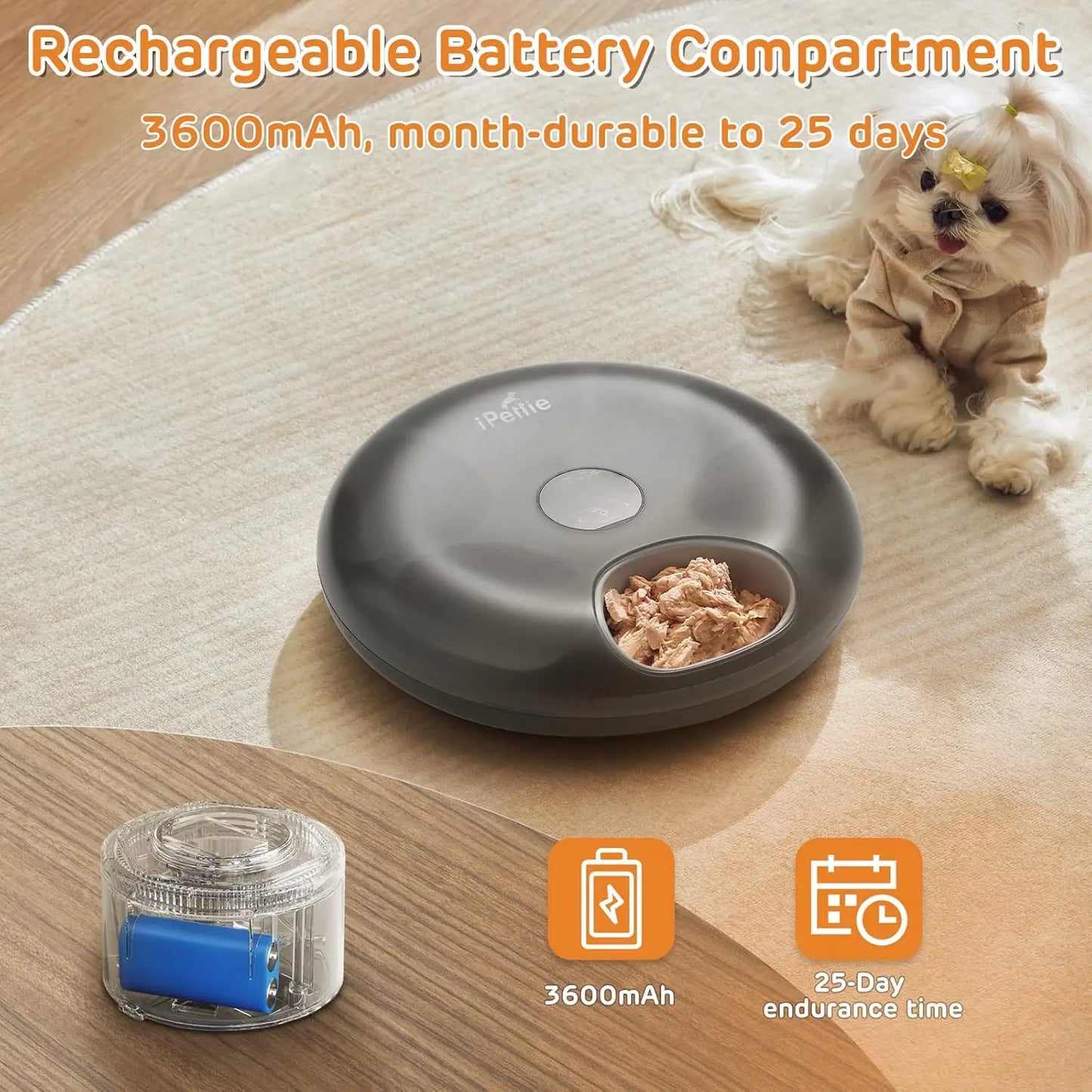 Cordless Automatic Pet Feeder With Ice Packs And Programmable Timer