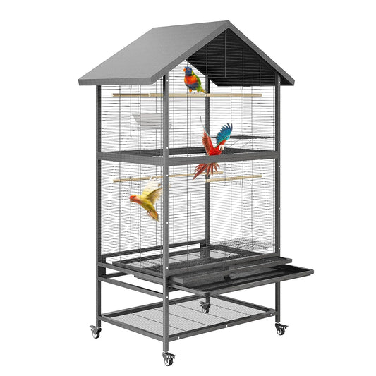 HiMISSCN Steel Parrot Breeding Cage for Large Birds With Casters