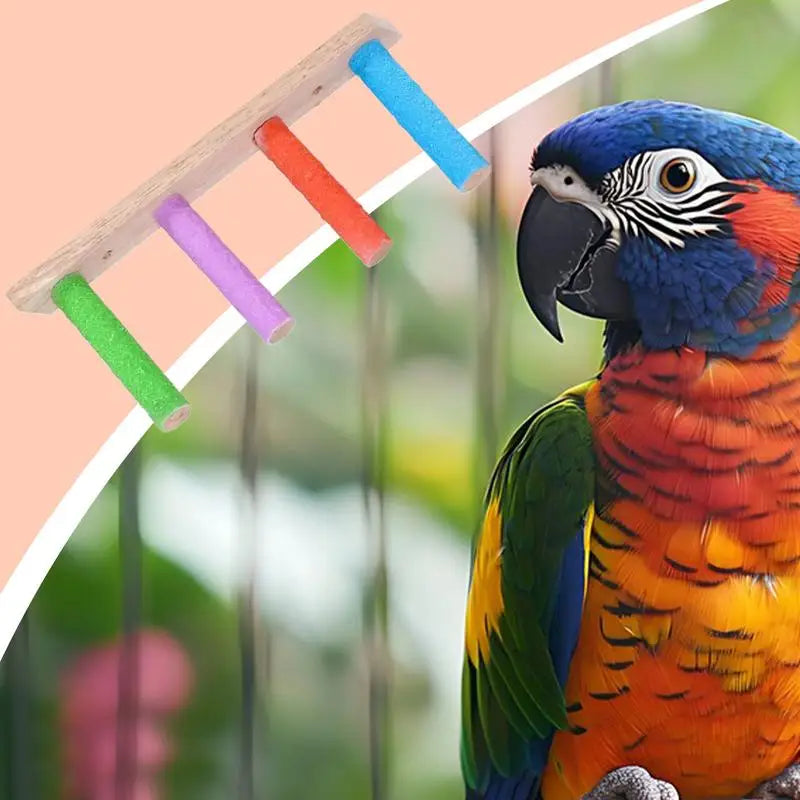 Wooden Parrot Ladder Swing Toy For Birds Heavy Duty Climber