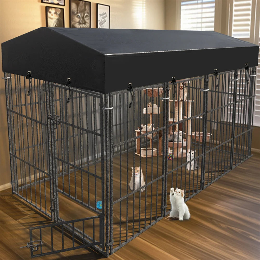 BORWAR Heavy Duty Dog Kennel Welded Metal Playpen With Roof