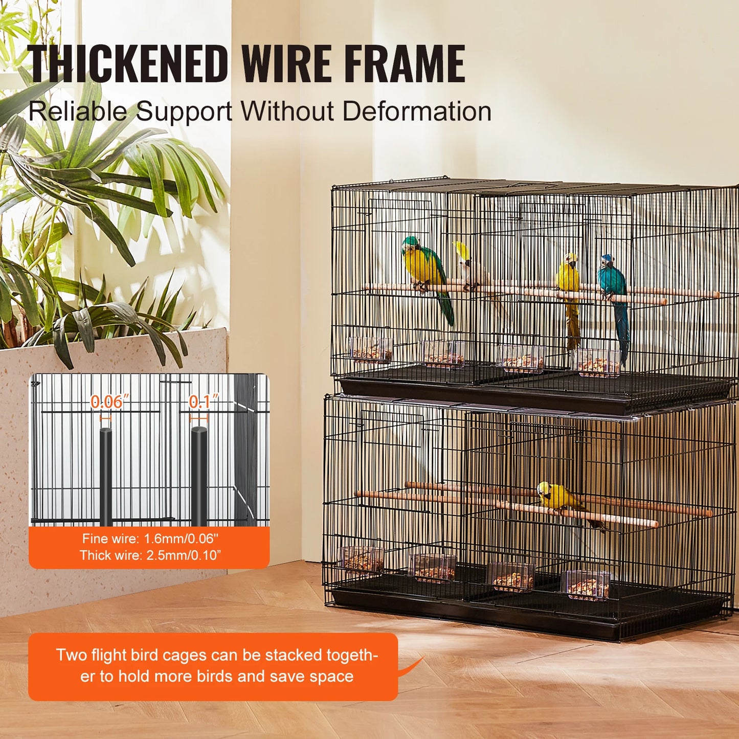 SucceBuy Flight Cage Stackable Divided Bird Cage With Travel Handle