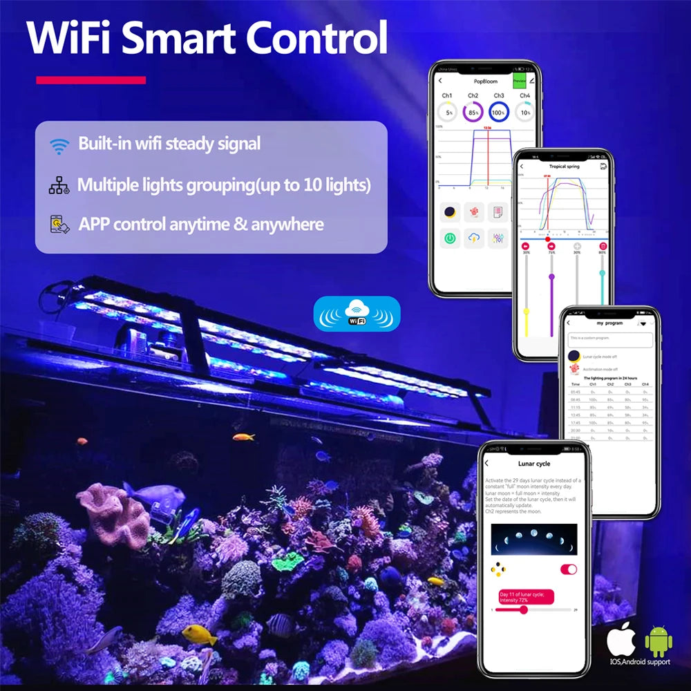 PopBloom Hertz H54 WiFi Dimmable Aquarium Light With Smart App
