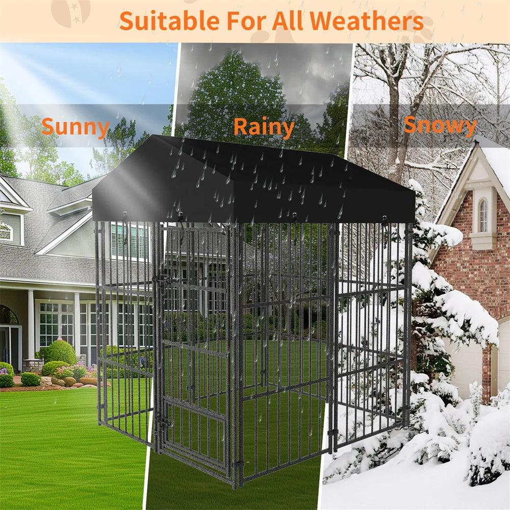 BORWAR Heavy Duty Dog Kennel Welded Metal Playpen With Roof