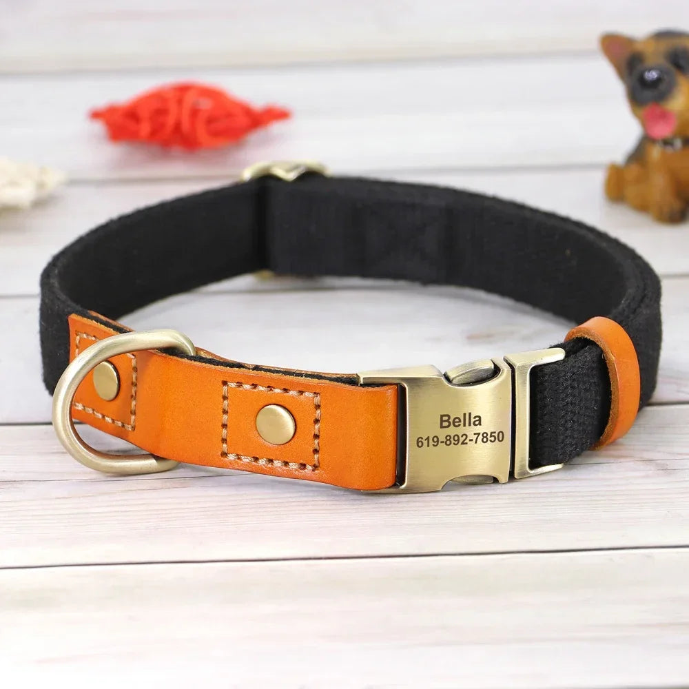 Pet Artist Nylon Custom Dog Collar Leash Set With Nameplate