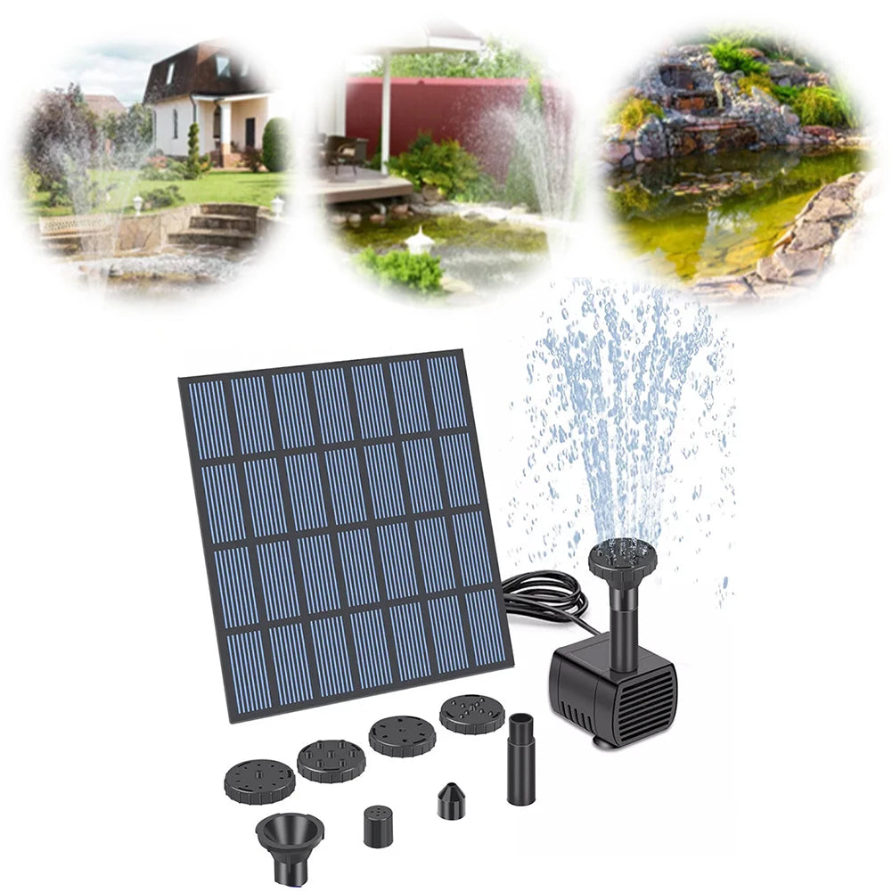 Solar Powered Fountain Pump Kit Nozzles for Bird Bath