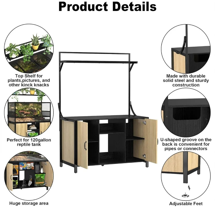 XMSJ Reptile Tank Stand Terrarium Cabinet For Accessories Storage