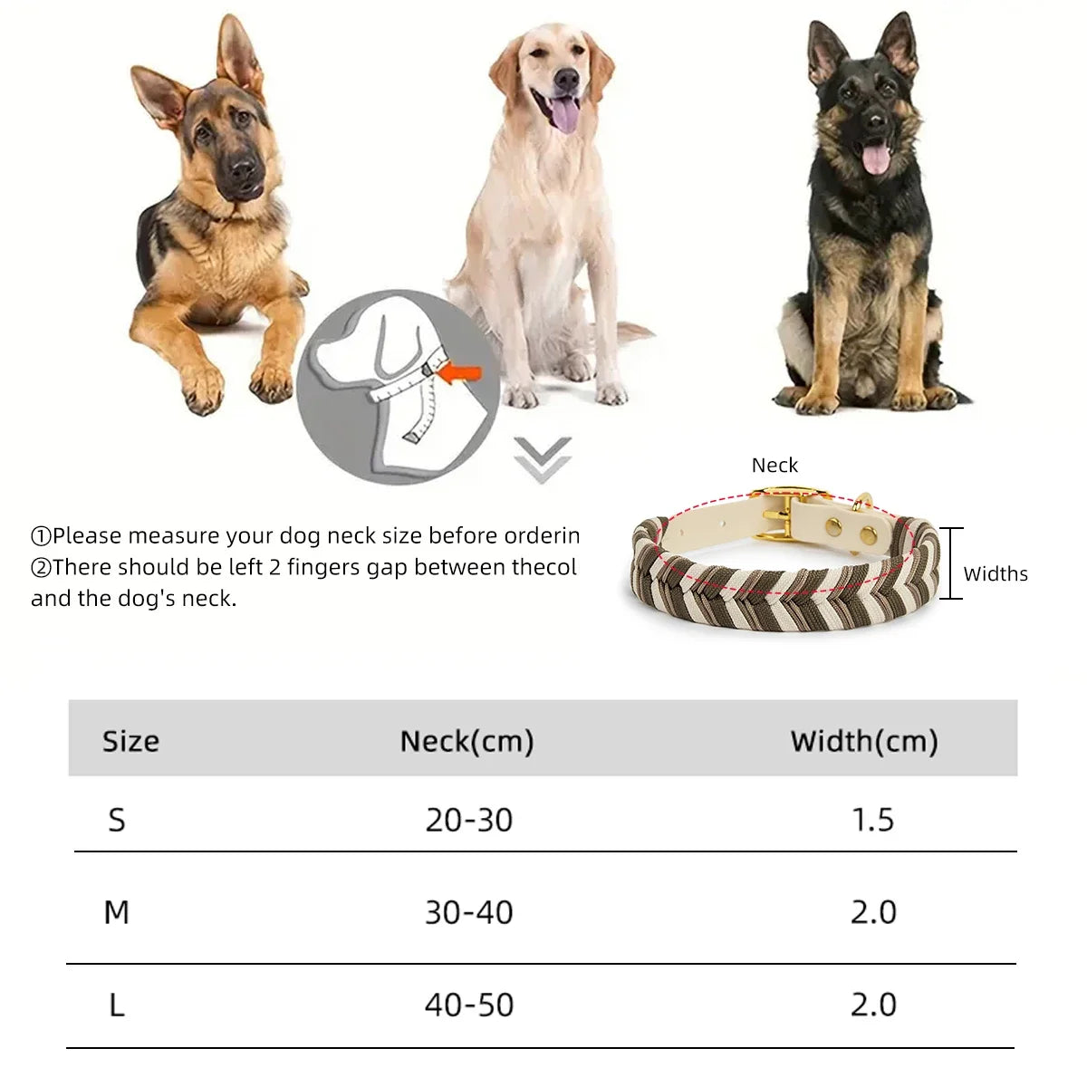 NONECN Dog Fashion Collar Handmade Striped Design For All Dogs
