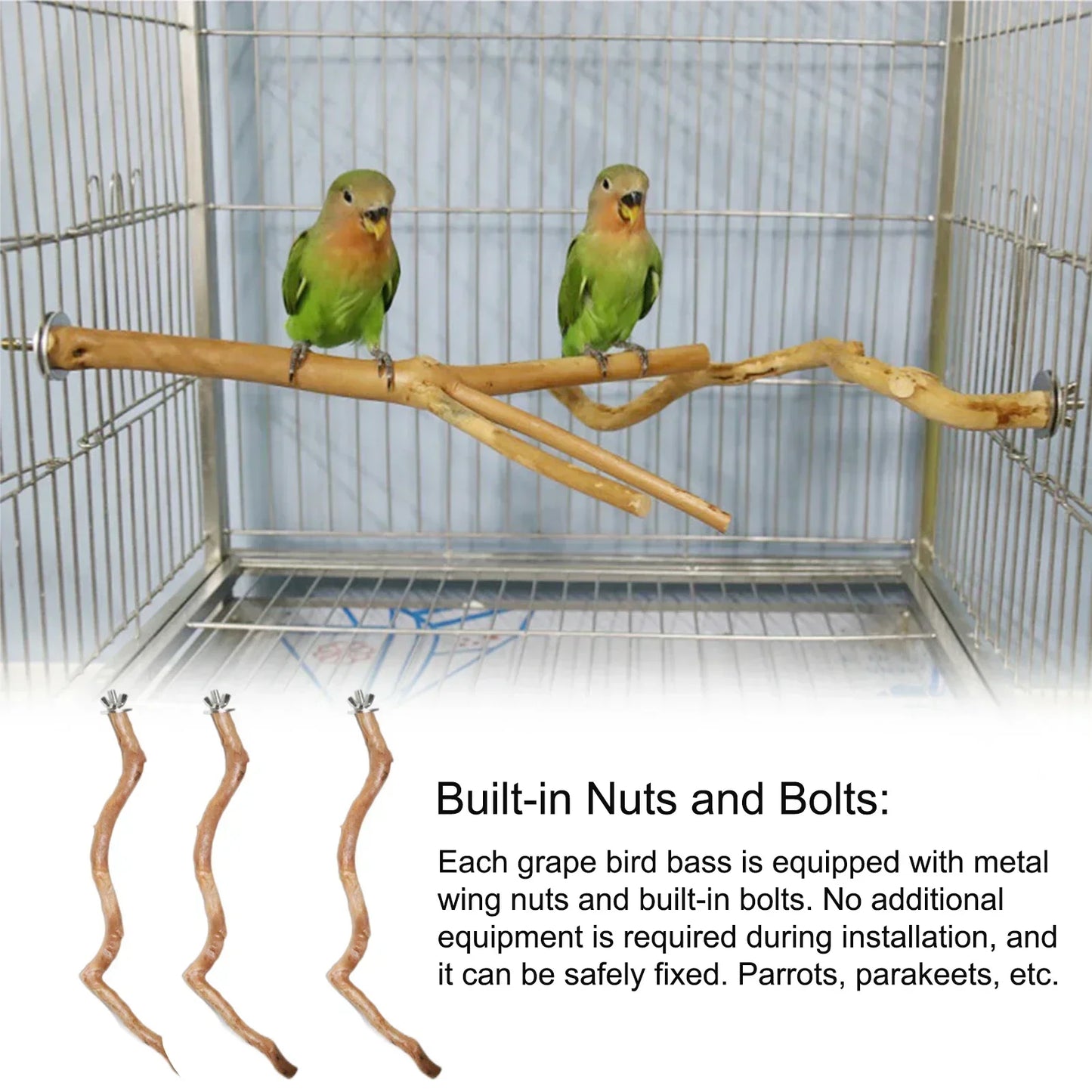 Parrot Perch Bird Stand Wooden Tree Stick Parakeet Climbing Branches
