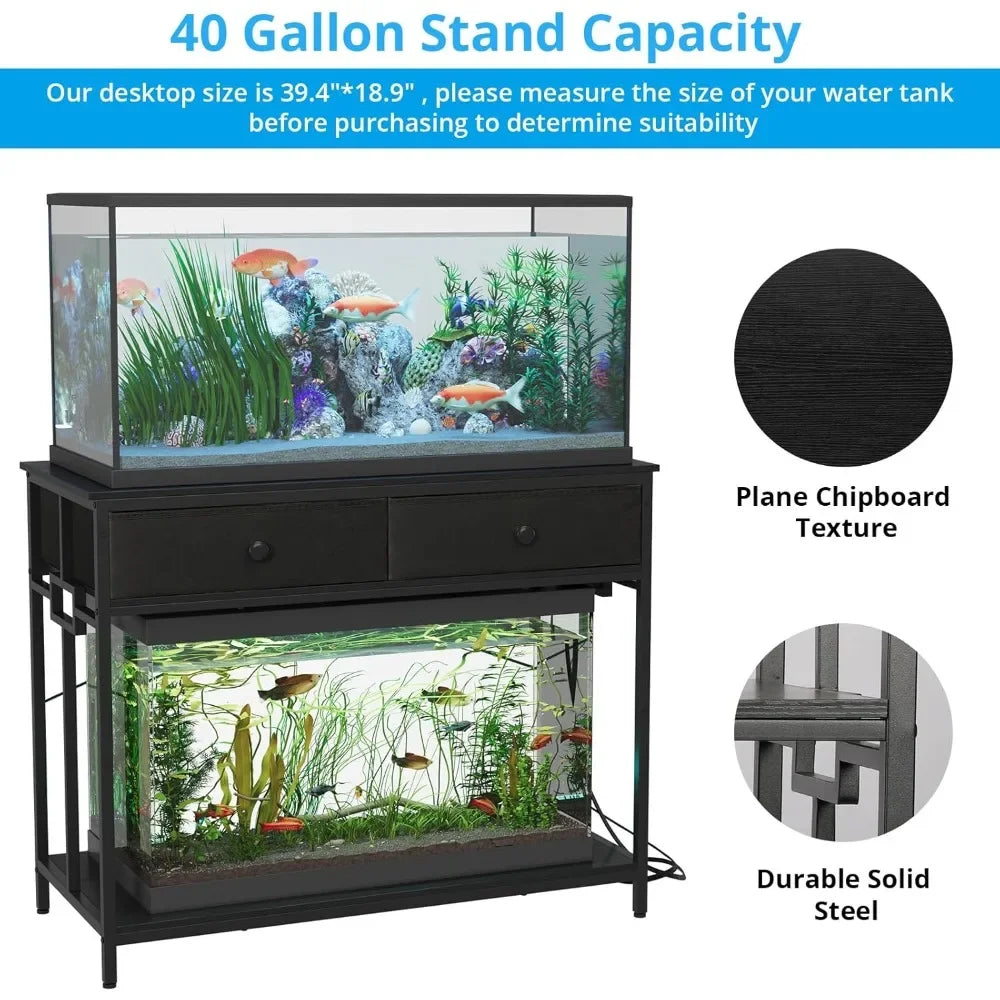 XMSJ Customizable Aquarium Stand Power Outlet Cabinet Storage