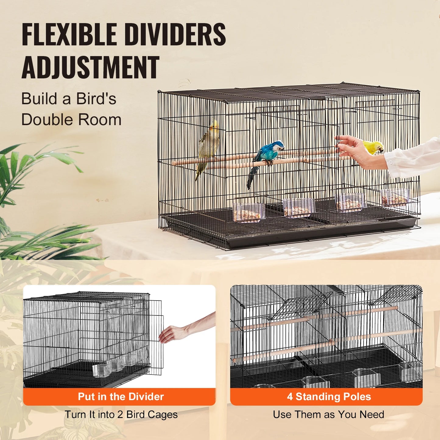 SucceBuy Flight Bird Cage With Divider Stackable Travel Cage