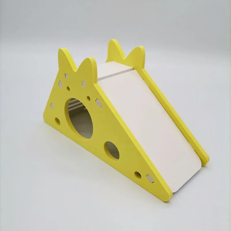 Wooden Hamster Slide Toy With House For Small Pets