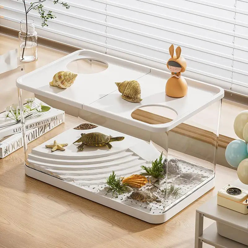 Transparent Mini Fish Tank With Lid For Desktop Aquarium Decor