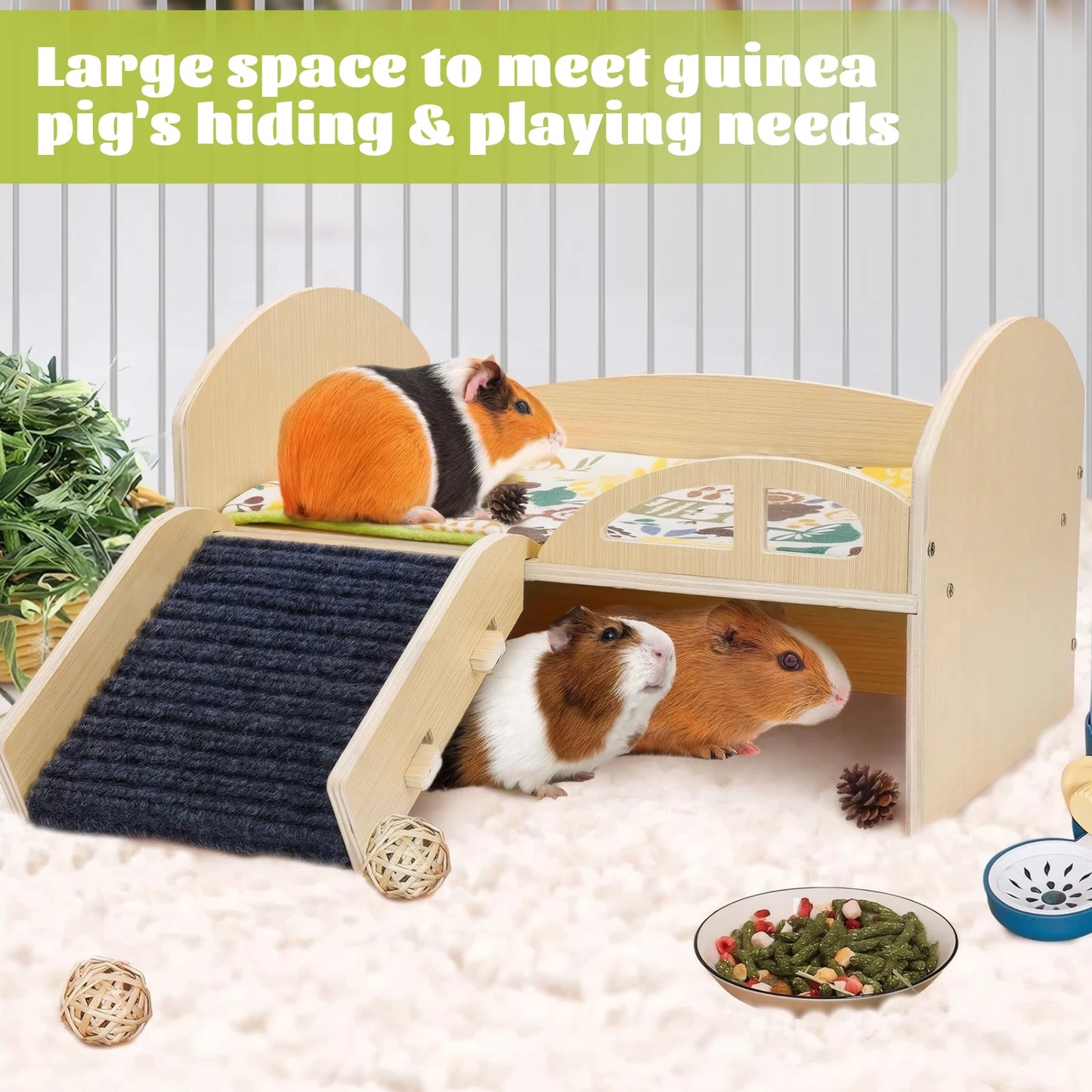 MoJoyce Guinea Pig Hideout Platform Multilevel Pet Castle