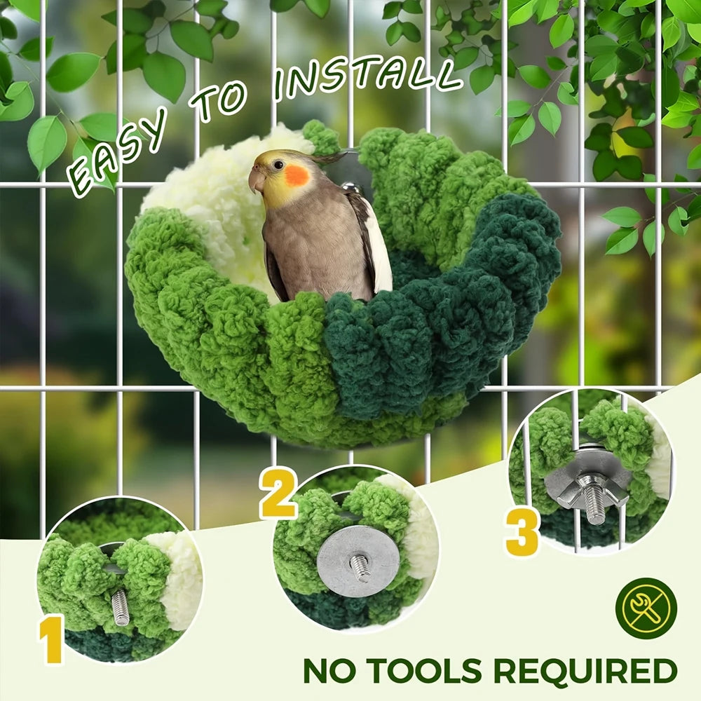 NONECN Plush Bird Nest Bed For Small Parrot Cage Accessory