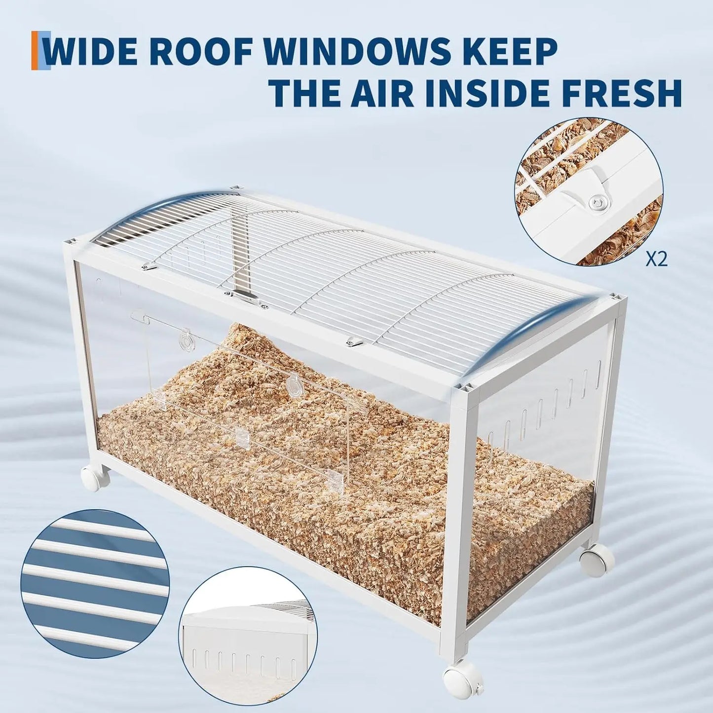 HiMISSCN Metal Rat Cage With Wheels PS Panels Ventilated