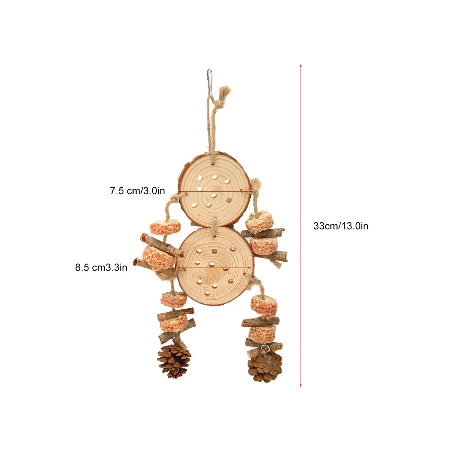 Wooden Puzzle Bird Chewing Toys Corks Logs Pine Cones Cobs