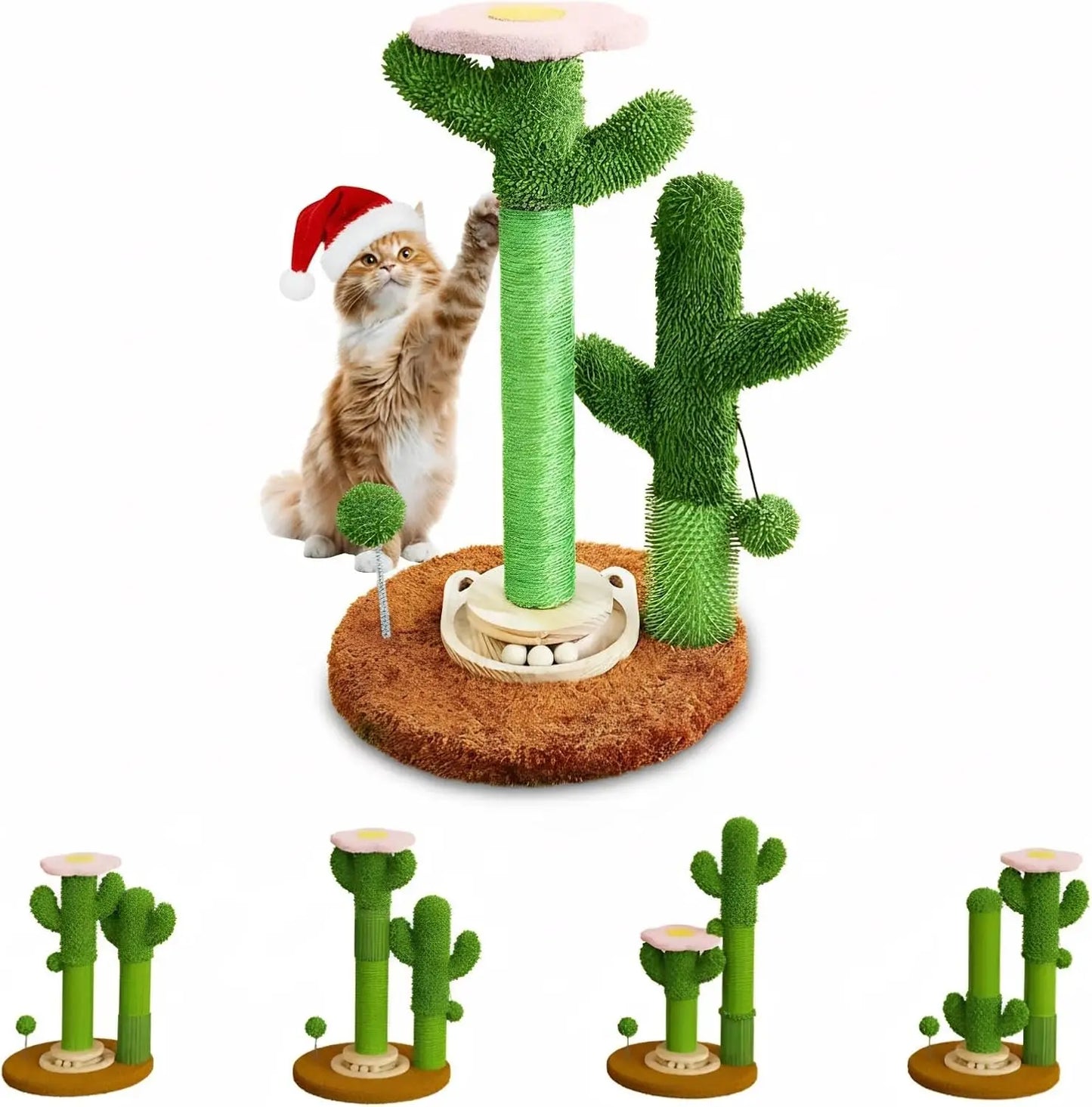 Diy Cactus Cat Scratching Post With Brush Ball Toy Sisal