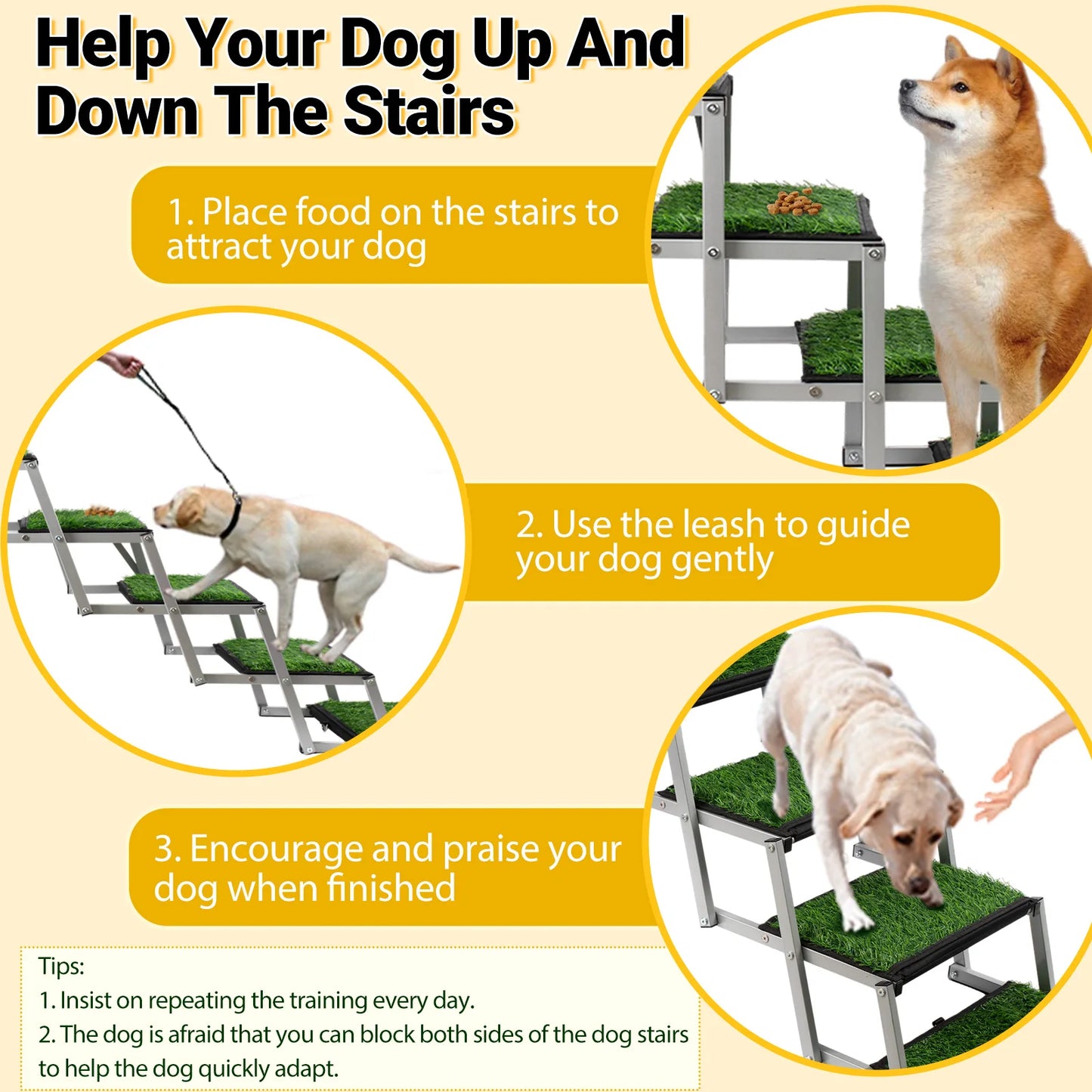 NONE Extra Wide Dog Stairs For Large Dogs Non-Slip Ramp