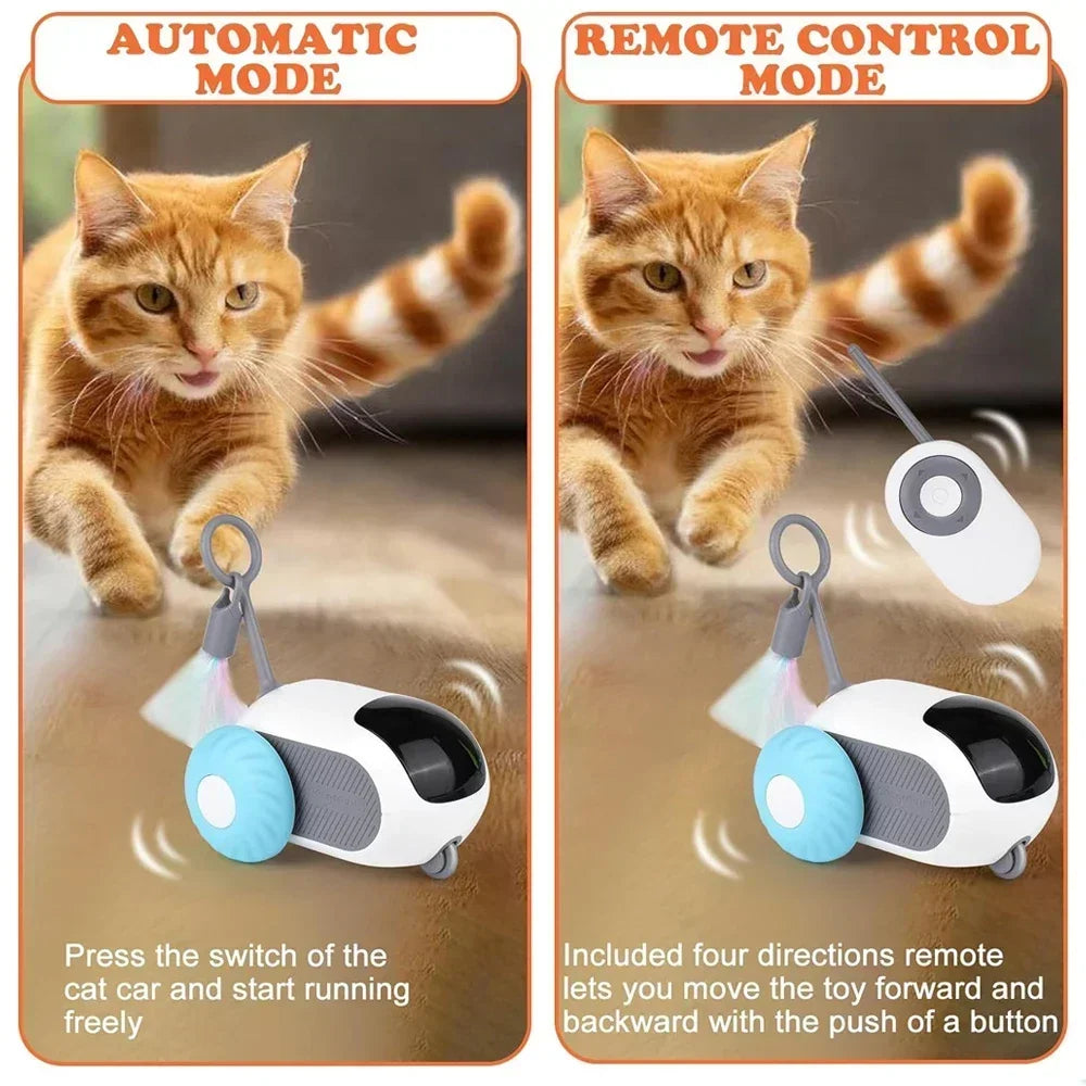 Automatic Rolling Remote Control Cat Toy Car for Interactive Play