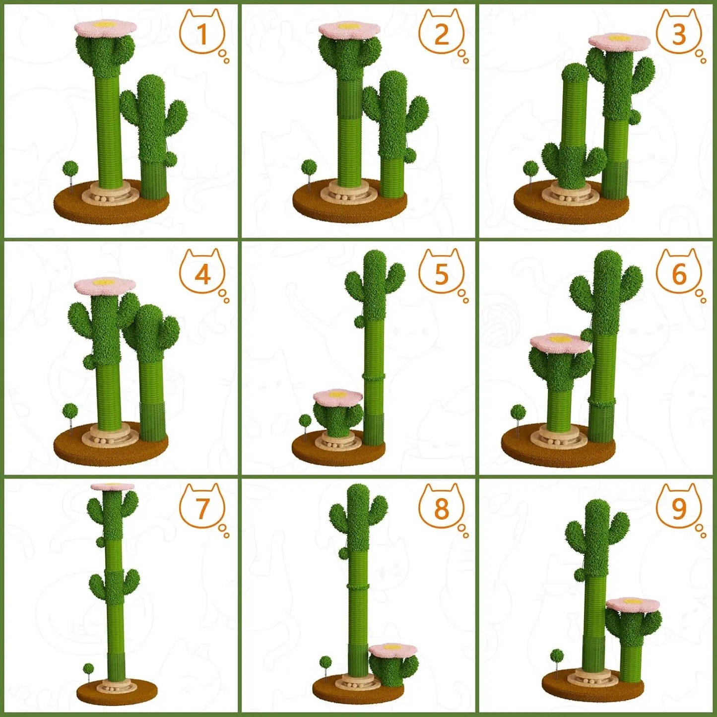 Diy Cactus Cat Scratching Post With Brush Ball Toy Sisal